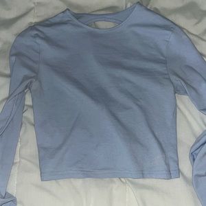 H&M light blue longsleve open back shirt